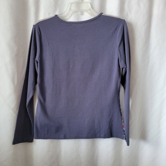 NEW Nikky Collection Large Top Beaded Rhinestones Abstract long slv Cotton NWT - Picture 2 of 11